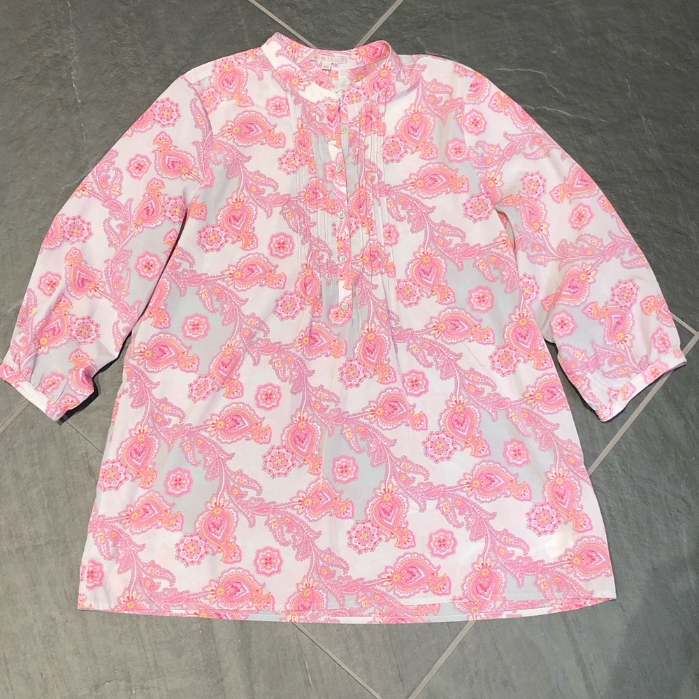 Gray & Pink Paisley Blouse Gap Large